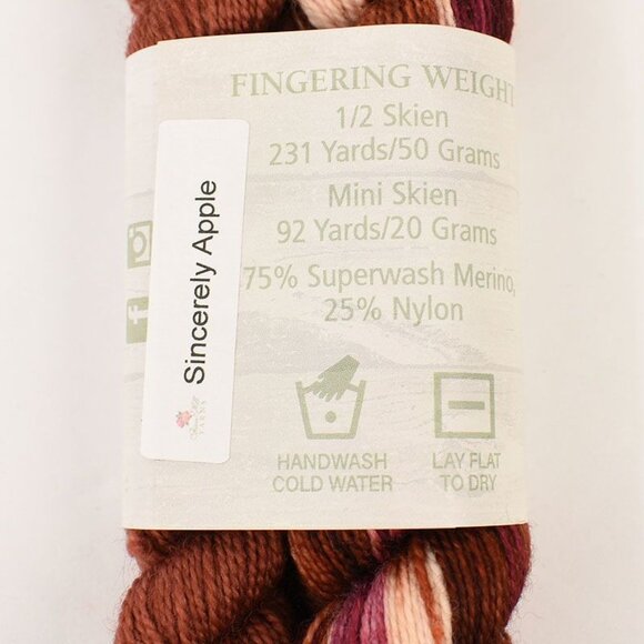 Rose & Hill Yarns Fingering Weight Sock Set SW Merino Wool Nylon Sincerely Apple - Picture 2 of 2